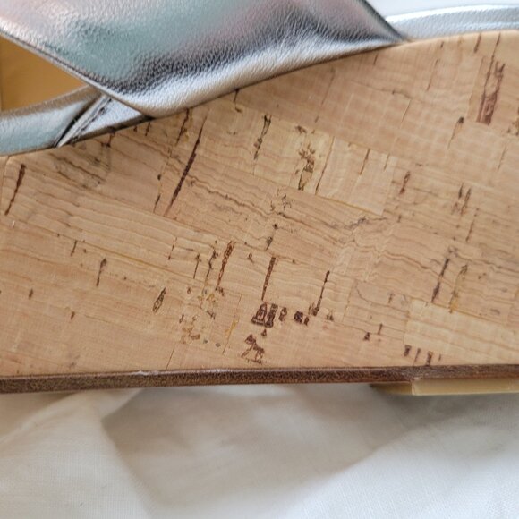 Marion Parke Metallic Slingback Platform Wedge Sandal - Picture 5 of 10